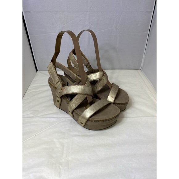 OTBT Shoes - OTBT Women's Sandals Size 6.5 Pewter Brown Leather Platform Strappy "Sail"